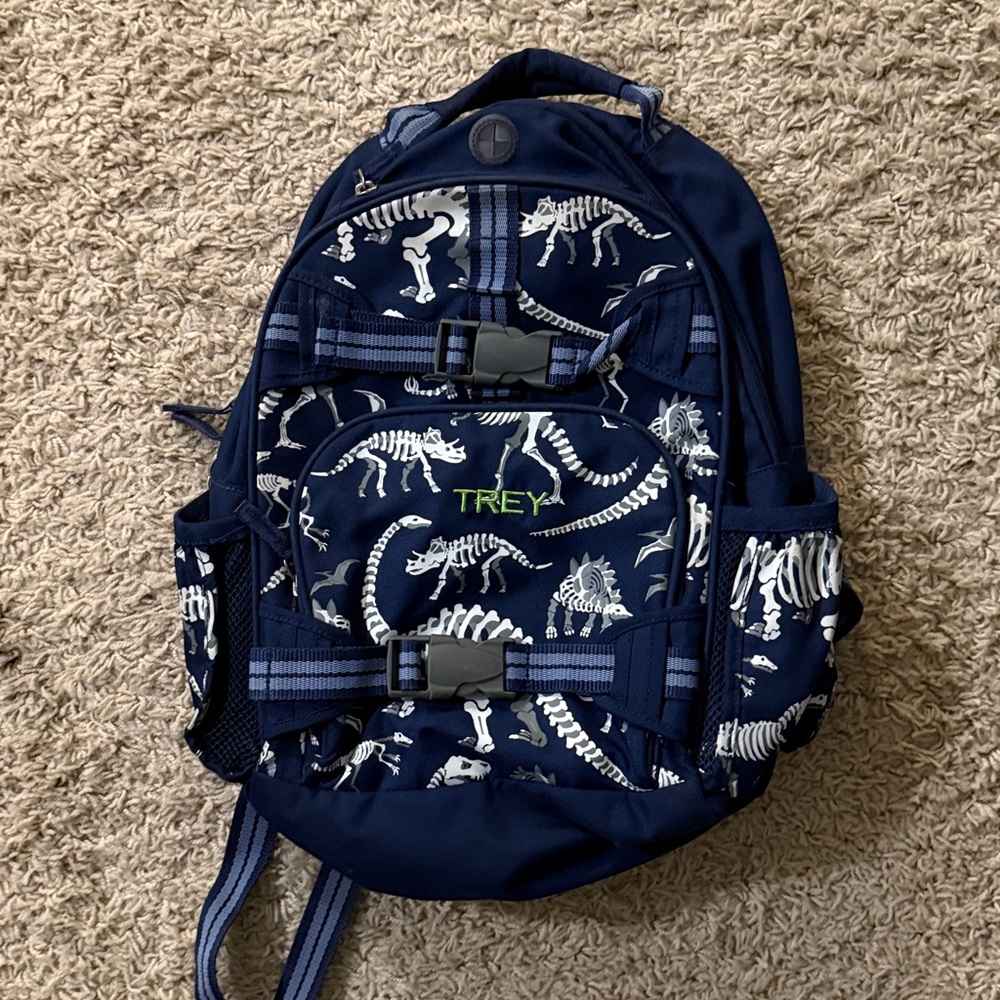 Pottery Barn Mackenzie Navy Dinosaur small Backpack - Picture 3 of 4